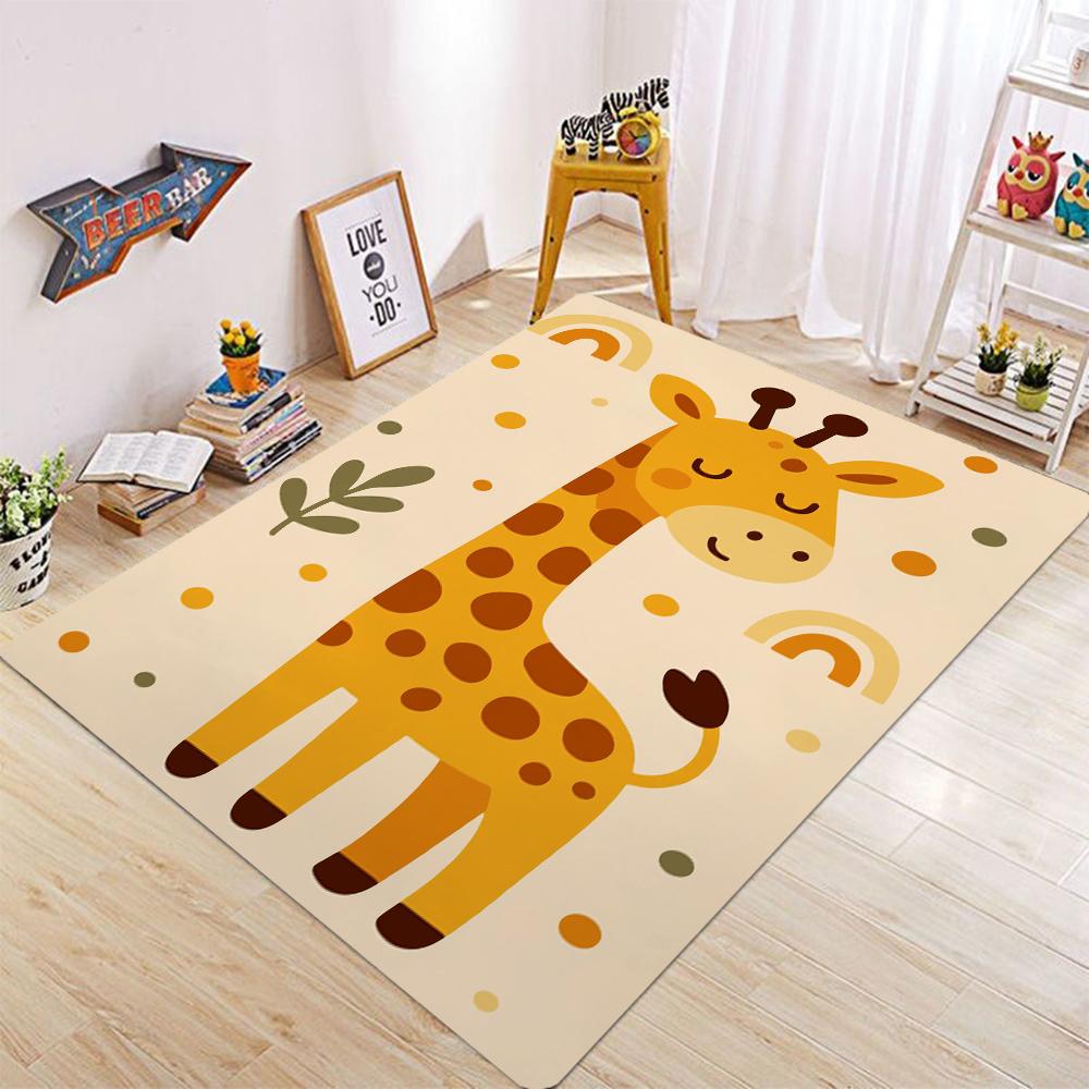 Cartoon Animal Carpet Mat Carpet Giraffe Elephant Pattern Children's Room Room Crawling Mat Bedroom Home Decoration Floor Mat