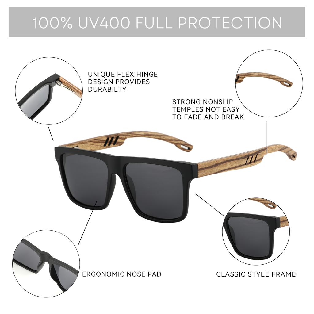 Fashion Bamboo Wood Vintage Square Sunglasses Men Women Luxury Brand Designer Sun Glasses Wooden Driving Fishing Eyewear