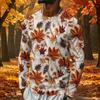 T-shirt da uomo a maniche lunghe con stampa di foglie d'acero, top casual leggero girocollo per autunno e inverno