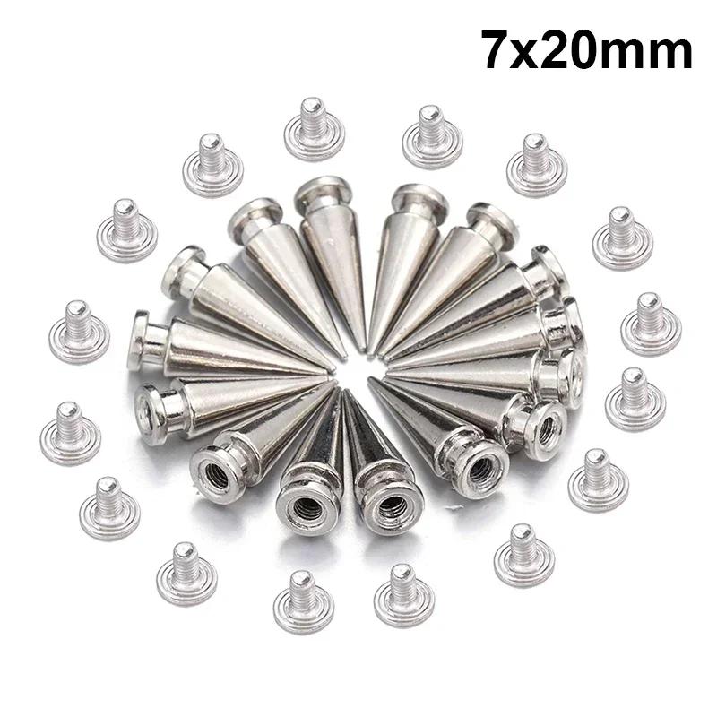Wholesale Punk Metal Spikes Double Cap Silver Rivets Cone Studs DIY Bags Clothes Shoes Spike Round Nail Rivet Handcraft Supplies