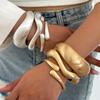 Exaggerated Metal Matte Texture Wide-Sided Bracelet, Irregular Design Water Drop Spring Bracelet