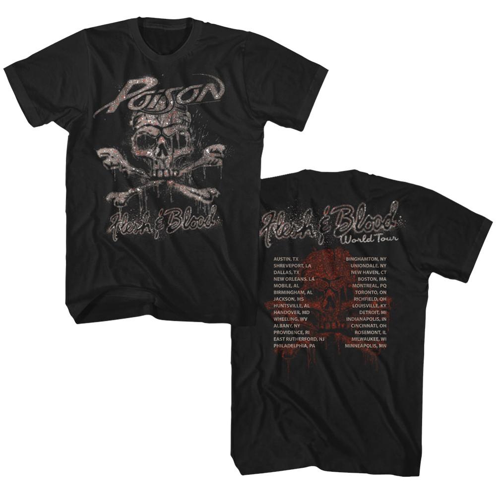 Poison Flesh And Blood World Tour Music T-shirt Tops Tees Men's Women's Unisex