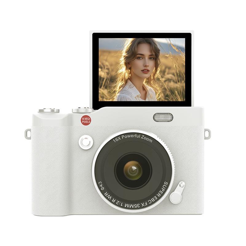 Retro CCD HD Flip Screen 4K DSLR with Dual Camera & Fill Light