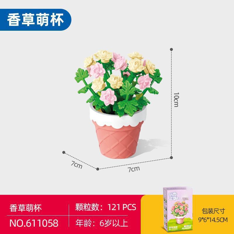 3D Miniature Potted Flowers Building Toys DIY Micro Particles Bonsai Plants Creative Educational STEM Gift for Adults Kids toys