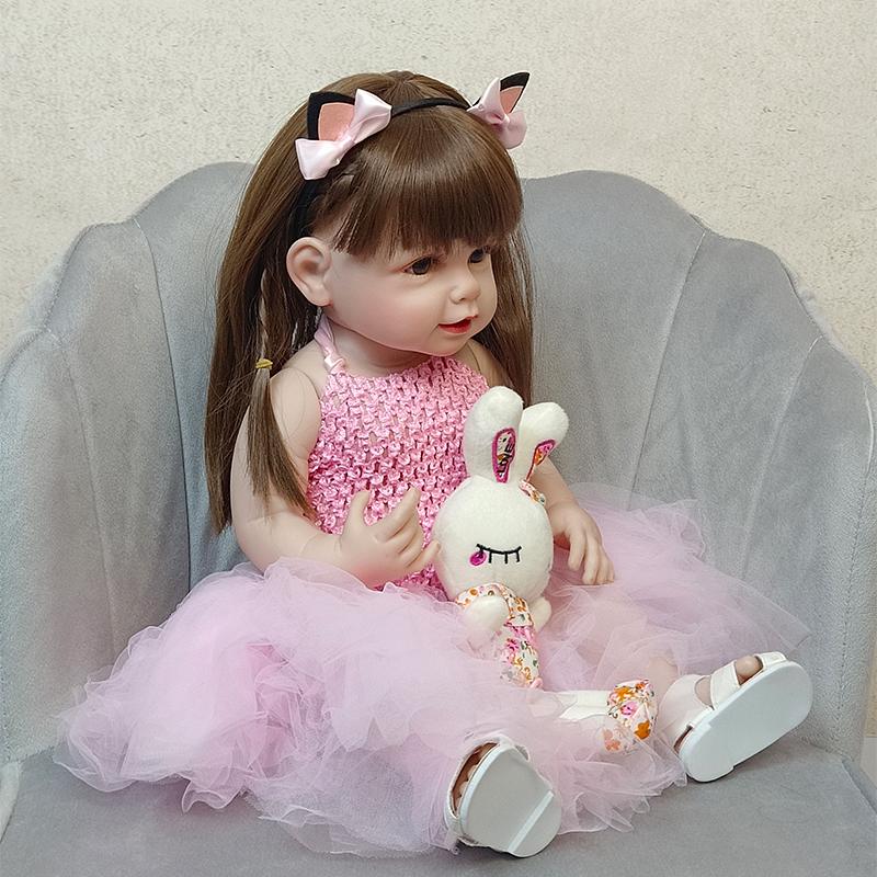 Bambole Reborn Bambola in Vinile in Silicone a Corpo Intero 55cm Rosa Bellezza Ragazza Realistica Bewborn Baby Principessa Bebe Bambole Reborn Doll Giocattoli