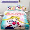 3-teiliges Sailor Moon Design Bettwäsche-Set - HD-bedruckte Bettwäsche mit 1 Bettbezug und 2 Kissenbezügen - Perfekt für die Heim- und Wohnheimdekoration