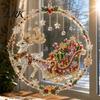 Parent Child Interactive Crafts Christmas Faux Diamond Art Ornament, DIY Santa Claus Sun Catcher Kit, Rhinestone Sets Xmas Wreath Hanging Ornament