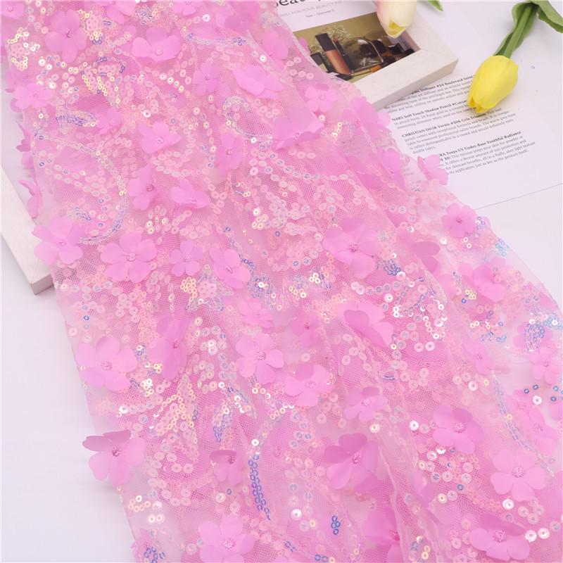 3D Sequin Petal Embroidery Fabric for Wedding Dress, Cheongsam, Hair Accessories, Shoes, Clothing, and DIY Crafts