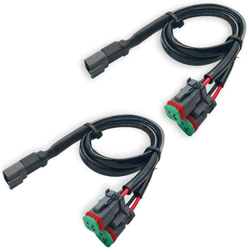 

2 Lead 2 In1 Deutsch Dual Outputs DT DTM Female Connector Socket Adapters For LED Pod Lights LED Light Bar Black 1 for 2
