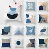 Blaue nordische Stil Kissenbezug Geometrischer Streifen Doppelseitig Sofa Fenster Gäste Haus Kissenhülle Quadratische Form PP Baumwolle