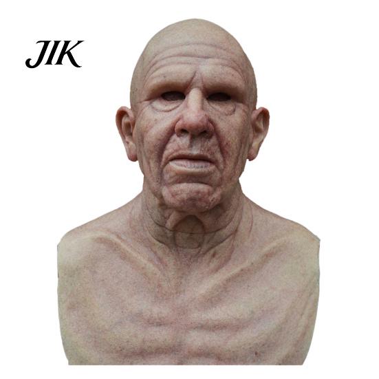 Unique Halloween Cosplay Prop Old Man Masque for Adults Realistic Latex Elderly Human Full Head Horror Game Cover with Lifelike Wrinkle Masquerade