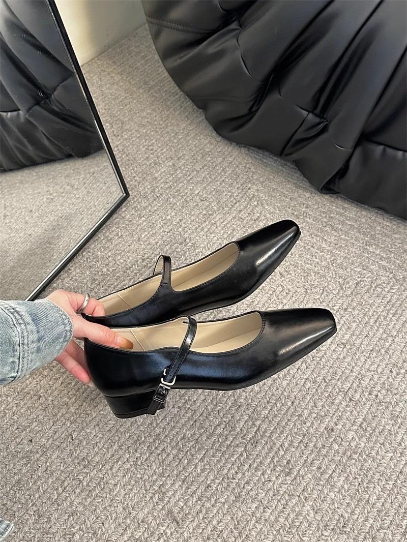 

Туфли Мэри Джейн в стиле ретро от Design Sense на среднем и низком каблуке, однотонные весенние туфли из кожи, удобные туфли для бабушки 35