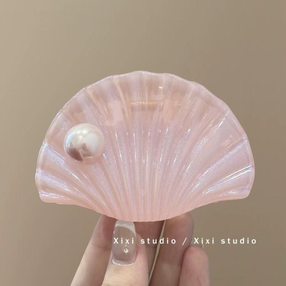 

Trendy Pearl Shell Hair Claw Clips Elegant Vacation Style Girl s Hair Clip Pretty Acrylic Hair Accessories Beach розовый
