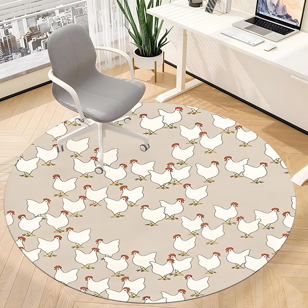1pc Chicken Pattern Office Round Rug, Non-slip, Soft and Durable Office Rug for Interior Decoration, Perfect for Office, Beautiful Decoration Yy260323