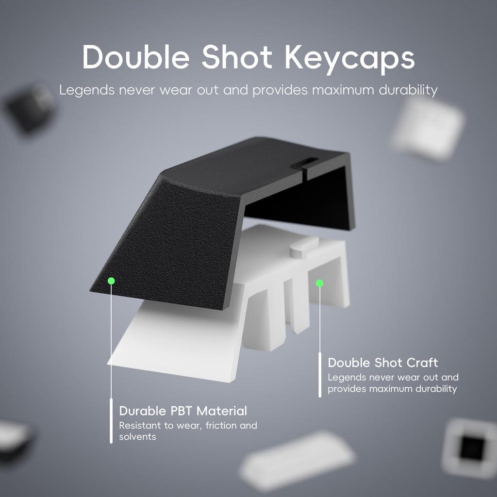 XVX "Minimalist Black" Keyboard Keycaps: Japanese, Korean, and Russian Engraved Opaque Black/White PBT.