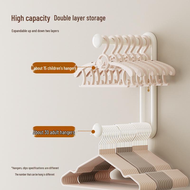 Retractable Punch-Free Folding Clothes Hanger & Storage Rack for Balcony