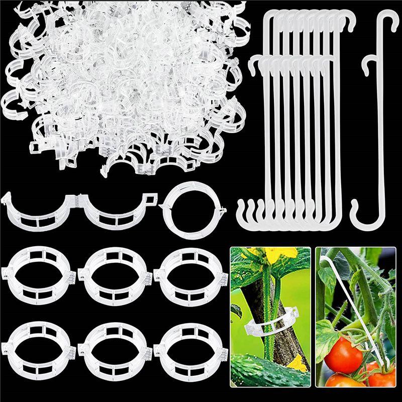 2026+ 250 Pcs Tomato Clips, Plant Support Clips and J Tomato Hooks, Plastic Trellis Clips Vegetable Cages Vine Garden Clips