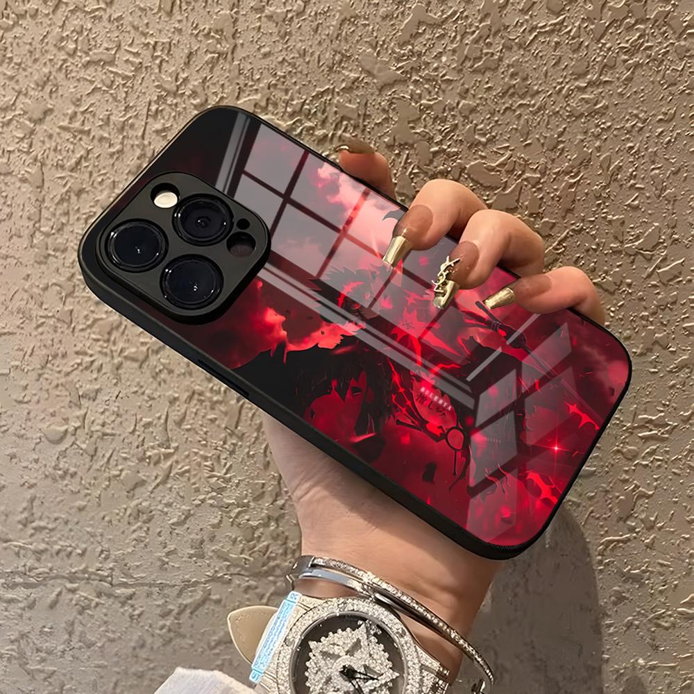 

B-Black Clover Anime Phone Case For IPhone 15 Pro Max 14 Pro 12 11 13 Mini X XR XS 8 7 Plus SE Tempered Glass Back Cover iPhone13 mini