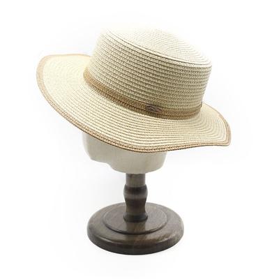 Britischer Flachgipfel Mode Dekorativer Strohhut Damen Sommer Reise Strand Sonnenschutz Strohvisier, Sonnenhut