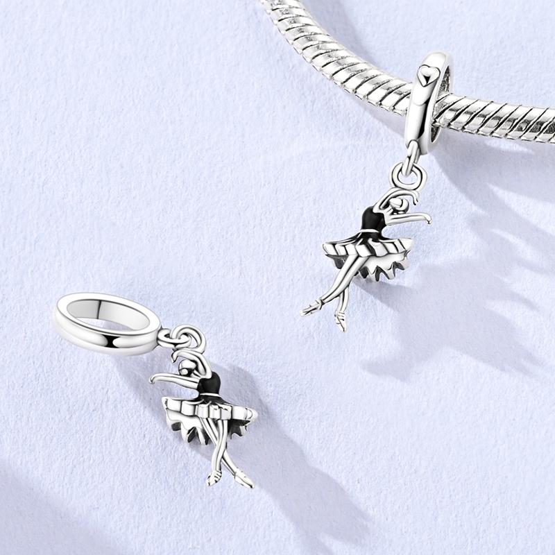 Original Copper Charms Beads Bear Black Swan Angel Cherry Charms Fit Bracelet Pendant Women Girl Diy Jewelry Gift