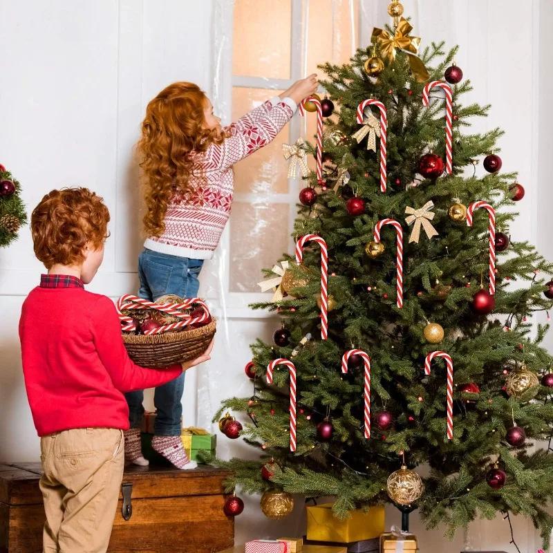 Bastones de Caramelo Navideños al por Mayor Colgantes Acrílico Torcido Muleta para Adornos de Árbol de Navidad Fiesta de Año Nuevo Decoración del Hogar