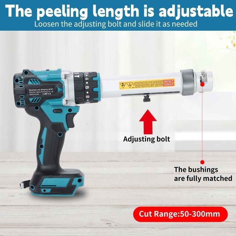 Cordless Brushless Wire Stripper 2-Speed Adjustment Wire Cable Stripping Machine 50-300mm Cut Range Stripping Pliers