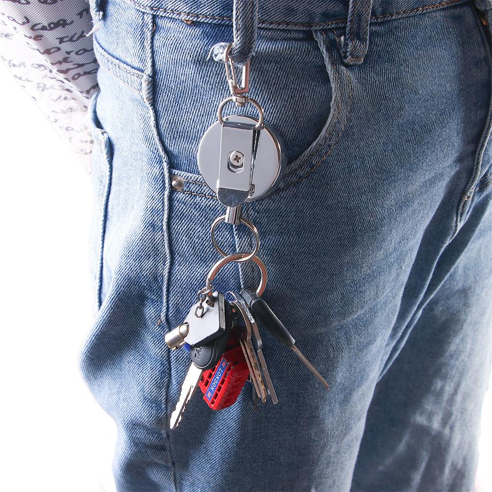 Rope Badge Reel Anti-lost Elastic Keychain Burglar Trinket ID Card Holder Safety Key Buckle