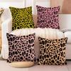 Leopard Print Texture Cushion Cover Soft Plush Fabric Double-Sided Printed Sofa Cushion Cover for All Seasons Home Decor Gift