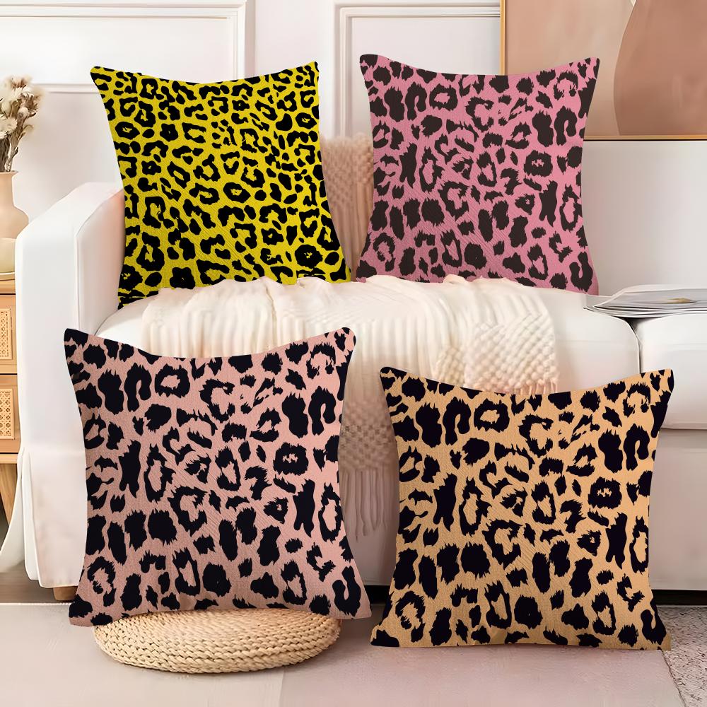 Leopard Print Texture Cushion Cover Soft Plush Fabric Double-Sided Printed Sofa Cushion Cover for All Seasons Home Decor Gift