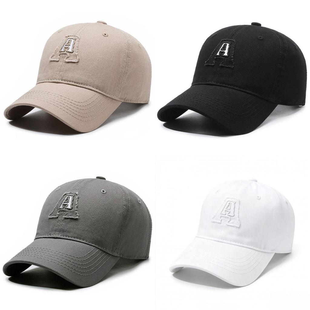 Korean Style Embroidered A Letter Baseball Hat With Curved Brim And Sunshade For Outdoor Casual
