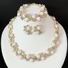 Collar, pendientes y pulsera de moda de color caramelo transfronterizos europeos y americanos, conjunto de joyería de boda con diamantes brillantes exquisitos, joyería de estilo de corte