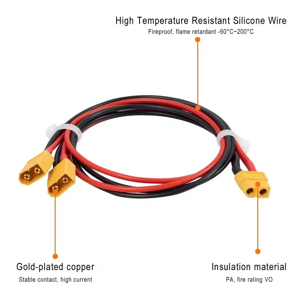 XT60 12AWG Parallel Battery Connector Male/Female Cable Dual Extension 40CM/60CM Silicone Wire for RC Battery Motor