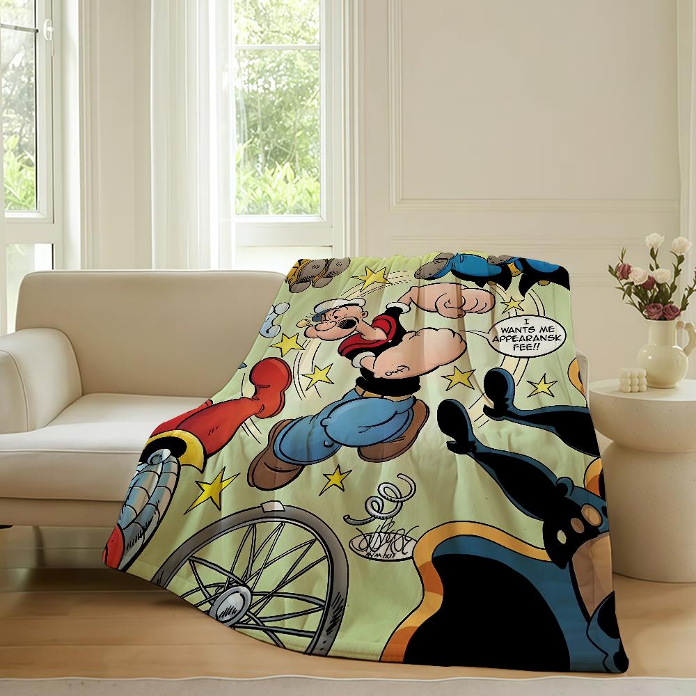 Klasická P-Popeye-S Silná Zábavná Deka Teplá Měkká Vhodná do Ložnice Pohovky Postele Obývacího Pokojíku Kanceláře Cestování Kempování Dárky