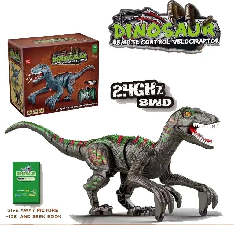 8CH RC Dinosaur Simulated Remote Control Velociraptor Toy Radio Controlled Electric Walking Dinosaur Model Toys Lights Sounds