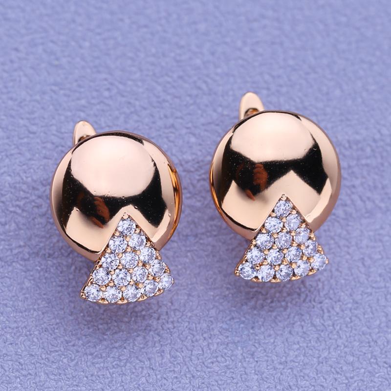 MINTHA Clip Earrings Trendy Rose Gold Color Wedding Daily Fashion Jewelry Geometry Cubic Zirconia Round Earrings For Women Bridal Earrings