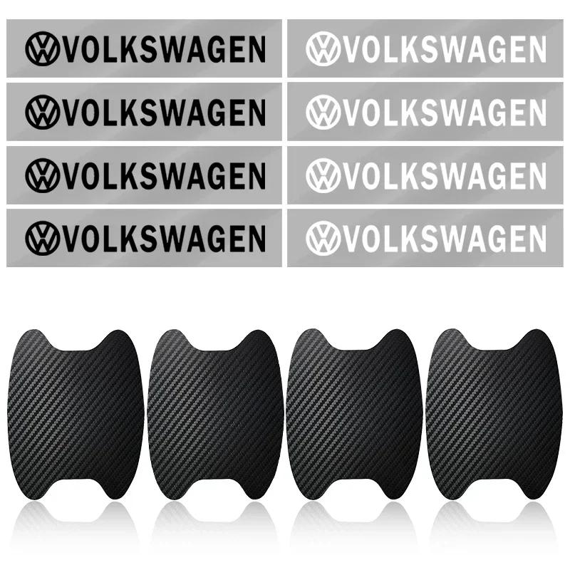 For Volkswagen VW 8Pcs Car Door Sticker Auto Handle Anti Scratch Protection Film Car Styling For Volkswagen Scirocco POLO Tiguan