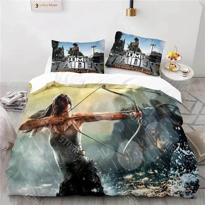 Home Textile Tomb Raider Games Pattern 3d Duvet Cover Sets Pillowcase Kids Bed Linen Queen King Comforter Cartoon Bedding S