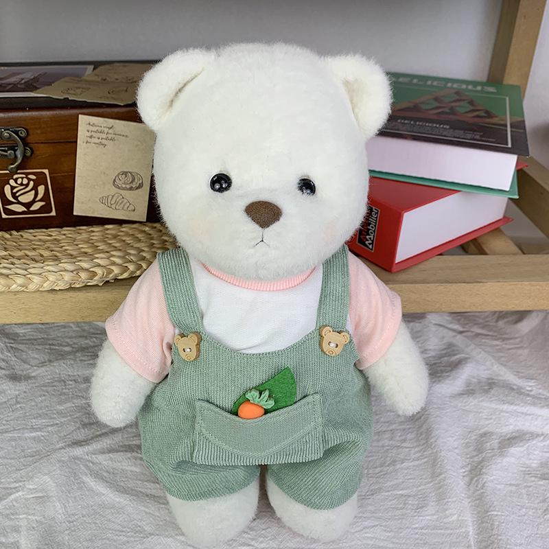 30cm Lina Bear Doll Outfit: Overalls Skirt & Striped T-shirt Set For 30cm Lina Bear