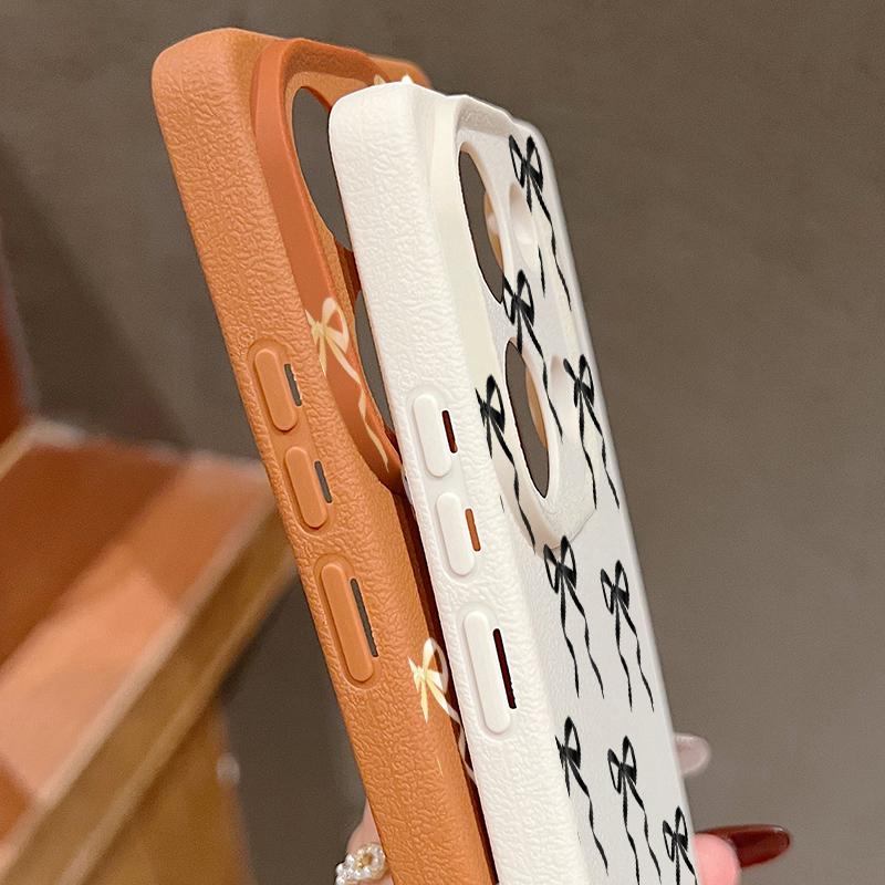 Bowknot Pattern TPU Soft Phone Case For Xiaomi 13T Pro Poco X7 X6 M6 Pro Redmi Note 14 13 Pro 12 11 Leather Texture Slim Shockproof Matte Back Cover