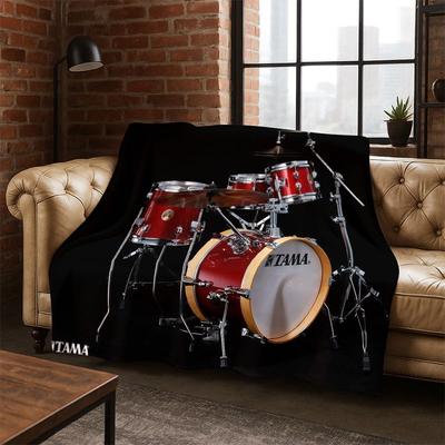 Drum Kit Drum Set Music Instruments Flannel Blanket Soft Warm Throw Blanket for Bedroom Living Room Bed Travel Camping Picnic