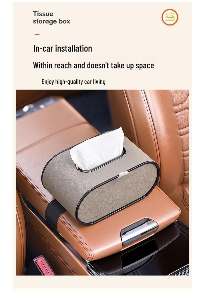 Elegant Leather Tissue Box for Home and Car – Oval Design for Easy Pull-Out
