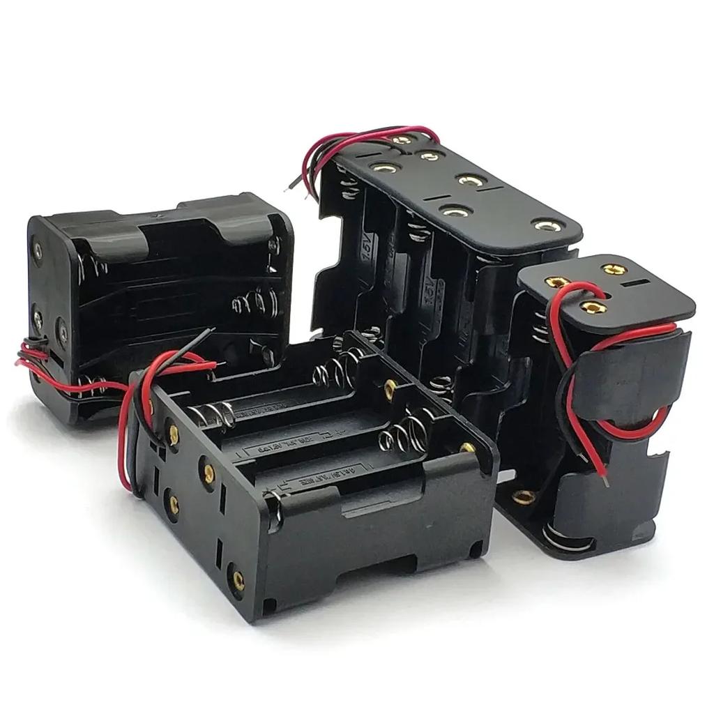 Černý Plastový 4X 6X 8X 10X Pouzdro na Baterie AA Držák Baterií AA Zády k sobě Kontejner Krabička na Baterie AA Pouzdro Drátový Vývod Pin