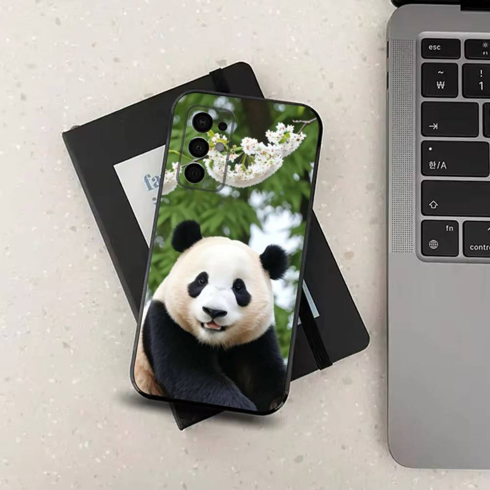Cute F-Fubao Animal Panda Phone Case For Samsung Galaxy A73,31,32,72,41,53,52,71,22,5G,Note,J7,8,9 Soft Black Silicone Cover SamsungA30S