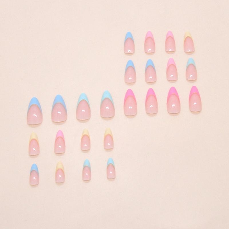 Bunte Kunststoff-Kunstnägel 24 Stück Französisches Spitzen-Design Mehrzweck für Büro, Veranstaltung und gesellschaftliche Zusammenkünfte