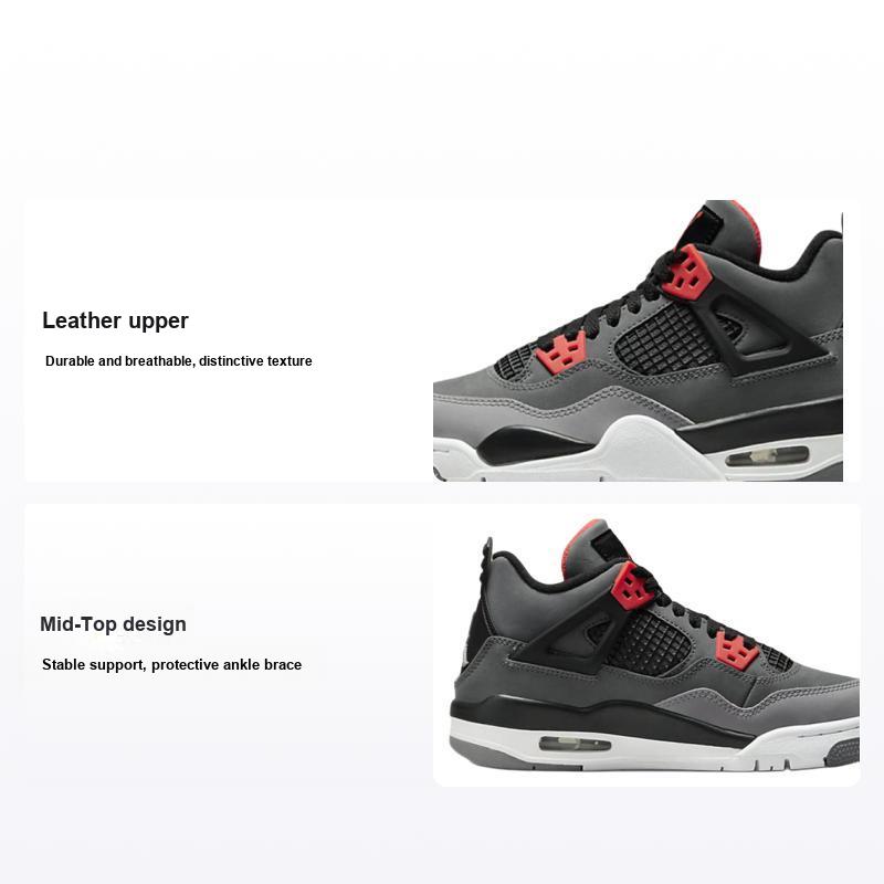 Jordan Boys Grey/Dark Air 4 Retro Gs Infrared Kids Sneakers - Infrared-23 408452-061 Cm