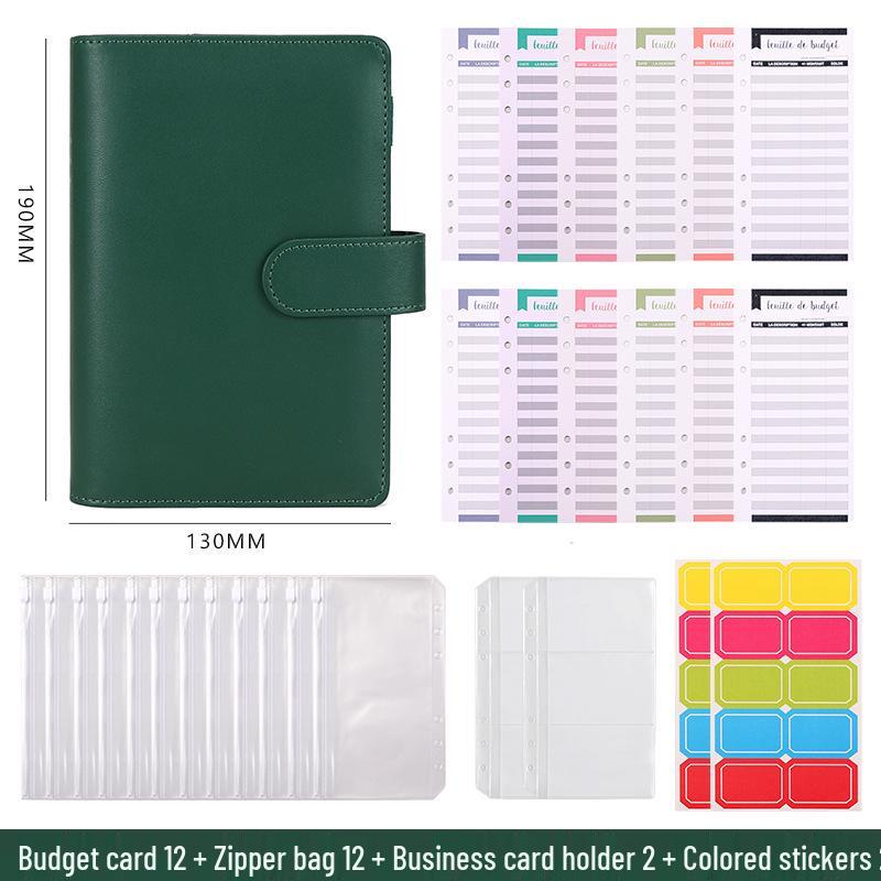 A6 Macaron Leather PU Loose-leaf Binder Notebook for Family Finance Budget Planning