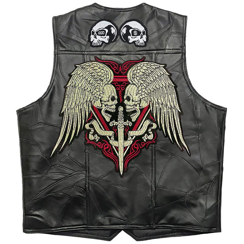 

Уличный мотоциклетный жилет, верхняя одежда для верховой езды, майка без рукавов, кожаный зажим Harley с вышивкой 11 знаков XL