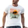 Hawaii - Palm Tree Watercolor Sunset T-Shirt Graphic Print Short Sleeve T-Shirt