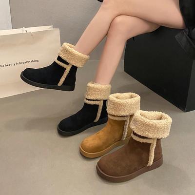 Damen Übergröße Zwei Tragevarianten Weiche Sohle Winter Warmes Fell Schneestiefel Gefütterte Stiefeletten Rutschfest Wandern Sport Baumwollstiefel
