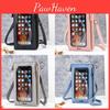 Touch Screen Phone Bag Womens Mini Transparent Purse With Zipper Closure And Dark Compartment
